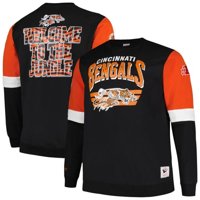 Mitchell & Ness Men's  Black Cincinnati Bengals Big And Tall Fleece Pullover Sweatshirt
