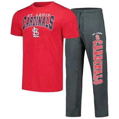 Concepts Sport Charcoal/red St. Louis Cardinals Meter T-shirt & Pants Sleep Set