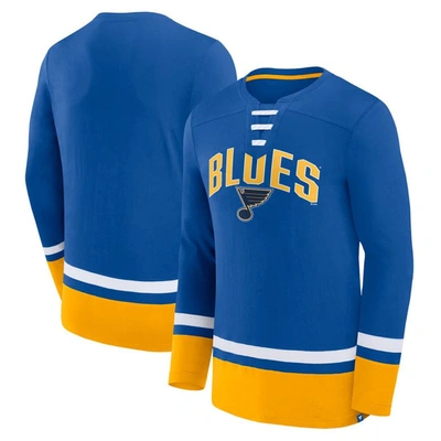 Fanatics Branded Blue St. Louis Blues Back Pass Lace-up Long Sleeve T-shirt