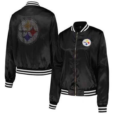 Cuce Black Pittsburgh Steelers Rhinestone Full-zip Varsity Jacket
