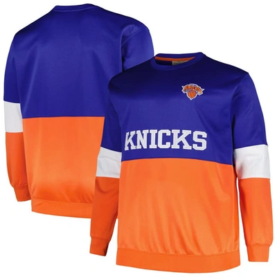 Fanatics Men's  Blue, Orange New York Knicks Big And Tall Split Pullover Sweatshirt In Blue,orange