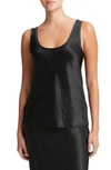 Vince Raw Edge Satin Tank In Black