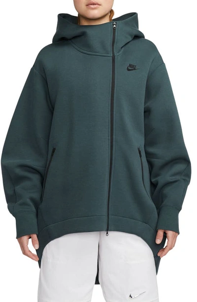 Nike Sportswear Tech Fleece Zip Hoodie In Deep Jungle/ Black