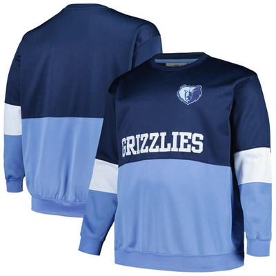 Fanatics Men's  Navy, Light Blue Memphis Grizzlies Big And Tall Split Pullover Sweatshirt In Navy,light Blue