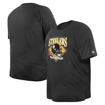 New Era Men's  Black Pittsburgh Steelers Big And Tall Helmet T-shirt