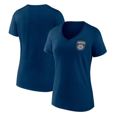 Fanatics Branded  Navy San Diego Fc Primary Logo V-neck T-shirt