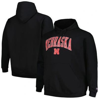 Champion Men's  Black Nebraska Huskers Big And Tall Arch Over Logo Powerblend Pullover Hoodie