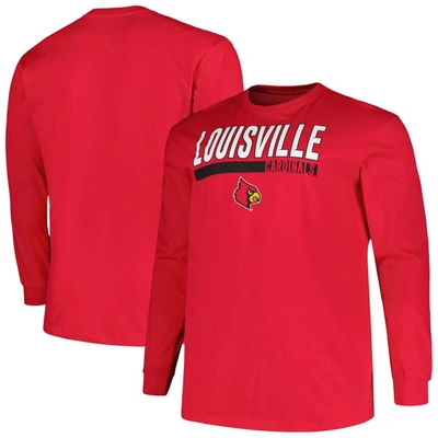 Profile Red Louisville Cardinals Big & Tall Two-hit Long Sleeve T-shirt