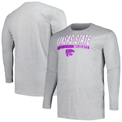 Profile Gray Kansas State Wildcats Big & Tall Two-hit Long Sleeve T-shirt
