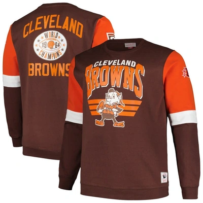Mitchell & Ness Men's  Brown Cleveland Browns Big And Tall Fleece Pullover Sweatshirt