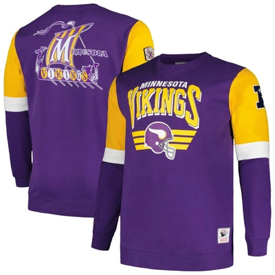 Mitchell & Ness Men's  Purple Minnesota Vikings Big And Tall Fleece Pullover Sweatshirt
