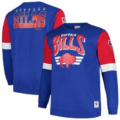 Mitchell & Ness Royal Buffalo Bills Big & Tall Fleece Pullover Sweatshirt