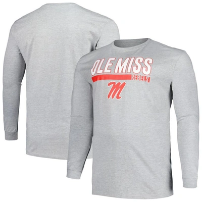 Profile Gray Ole Miss Rebels Big & Tall Two-hit Long Sleeve T-shirt