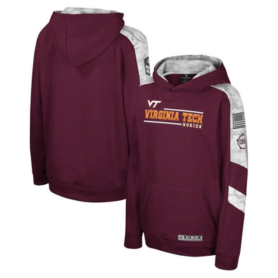 Colosseum Kids' Youth  Maroon Virginia Tech Hokies Oht Military Appreciation Cyclone Digital Camo Pullover