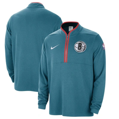 Nike Men's  Teal Brooklyn Nets 2023/24 City Edition Authentic Coaches Half-zip Sweatshirt In White