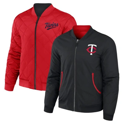 Darius Rucker Collection By Fanatics Black/red Minnesota Twins Reversible Full-zip Bomber Jacket