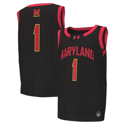 Under Armour Kids' Youth  #1 Black Maryland Terrapins Replica Basketball Jersey
