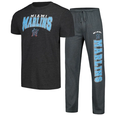 Concepts Sport Charcoal/black Miami Marlins Meter T-shirt & Pants Sleep Set