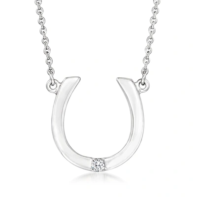 Ross-simons Sterling Silver Horseshoe Necklace With Diamond Accent In Multi