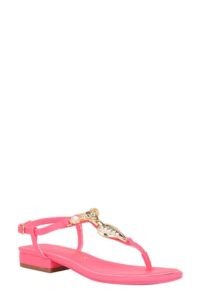 Guess Jiarella Ankle Strap Sandal In Pink - Faux Leather