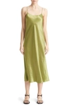 Vince Satin Slipdress In Green