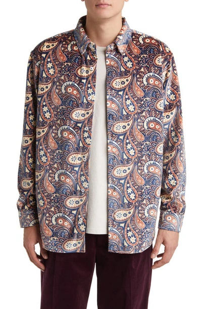 Drôle De Monsieur La Chemise Velours Paisley Button-down Shirt In Multicolor