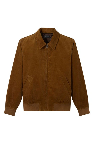 Apc Gilles Corduroy Bomber Jacket In Baa Camel