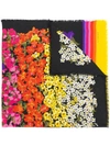 Gucci Degradé Flowers Print Wool Shawl In Black