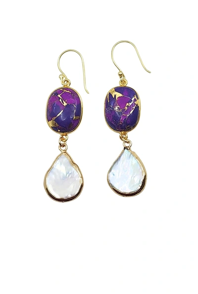 A Blonde And Her Bag Rome Earring In Purple Mojave And Pearl