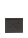 Prada Logo-print Saffiano-leather Cardholder In Grey Multi