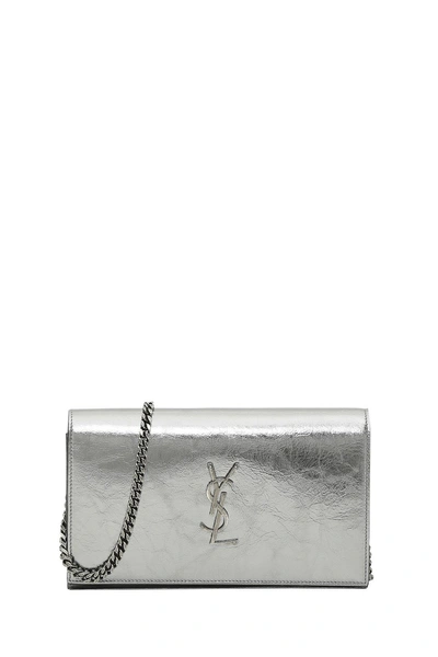 Saint Laurent Monogram Chain Wallet In Argento