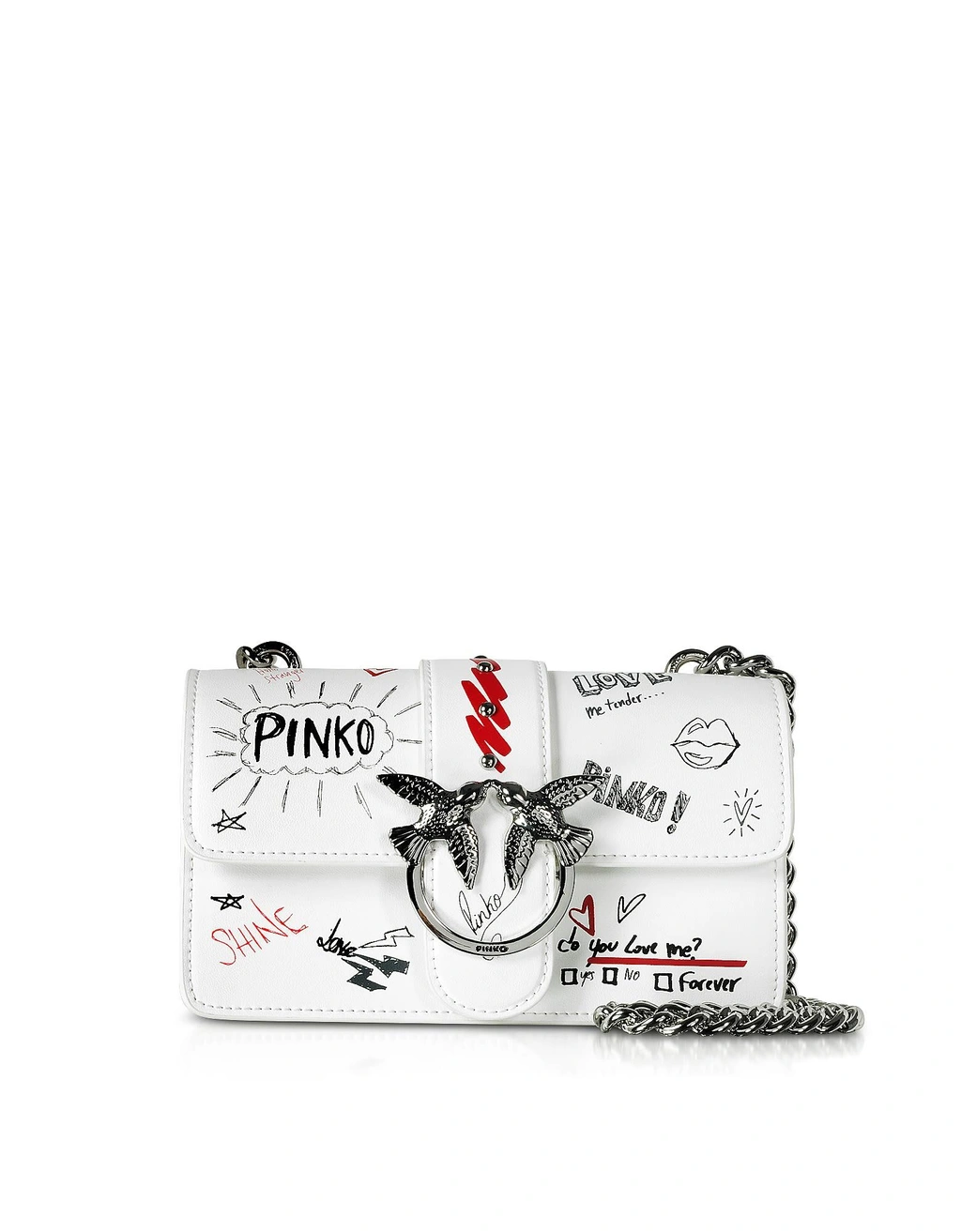 Pinko White Mini Love Graffiti Shoulder Bag ModeSens