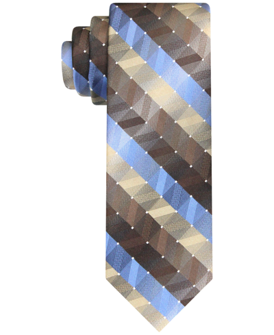 Van Heusen Men's Geometric Dot Long Tie In Taupe