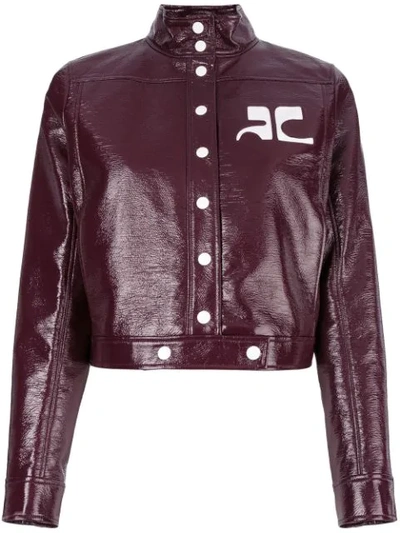 Courrèges Patent Cropped Jacket - Red In Bordeau