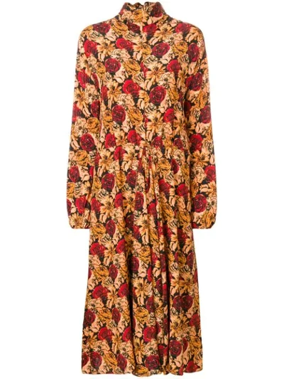 Prada Marocaine Floral-print Silk Dress In Multi