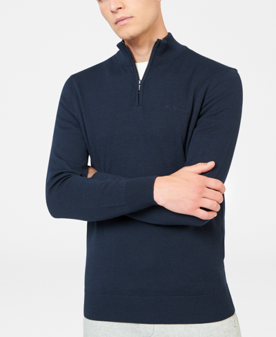 Ben Sherman Men's Merino Half Zip Sweater In Black