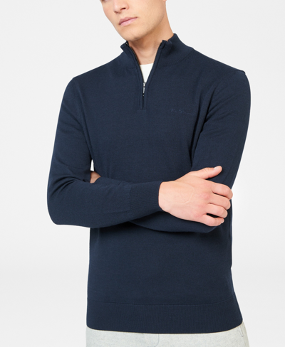 Ben Sherman Men's Merino Half Zip Sweater In Dark Navy