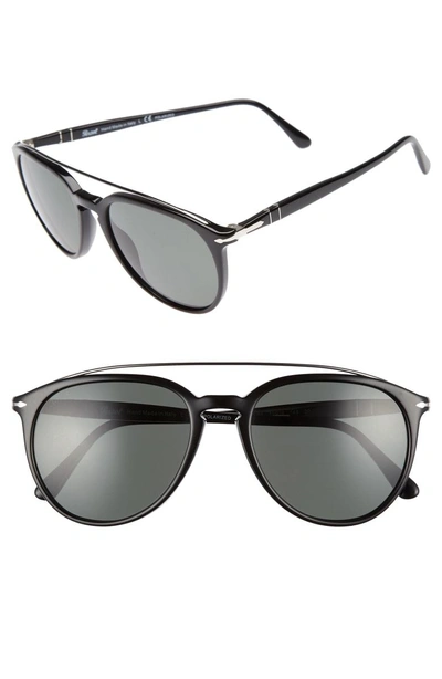 Persol Sartoria 55mm Polarized Sunglasses - Black/ Green