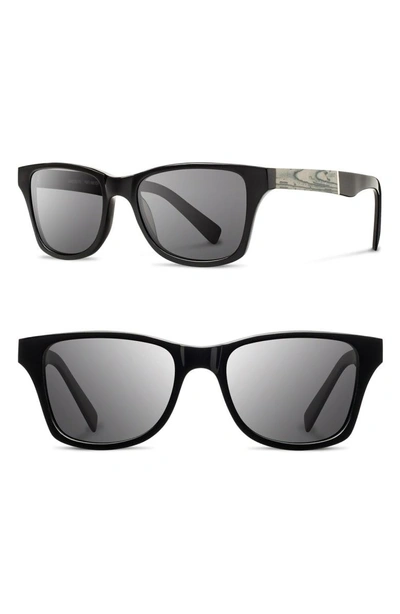 Shwood 'canby - Newspaper' 54mm Polarized Sunglasses - Black Newspaper/ Dark Grey