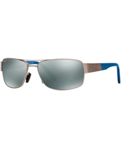 Maui Jim 'ohia' 64mm Polarized Sunglasses - Satin Grey With Blue/grey In Grey Blue/ Grey Mirrored Polar