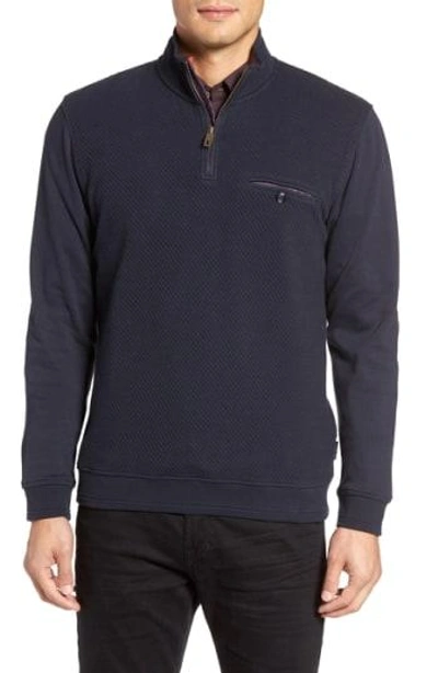Ted Baker Draco Quarter Zip Pullover In Navy