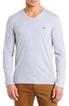 Lacoste Regular Fit Long Sleeve T-shirt In Silver Chine