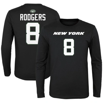 Outerstuff Kids' Big Boys Aaron Rodgers Black New York Jets Mainliner Player Name And Number Long Sleeve T-shirt