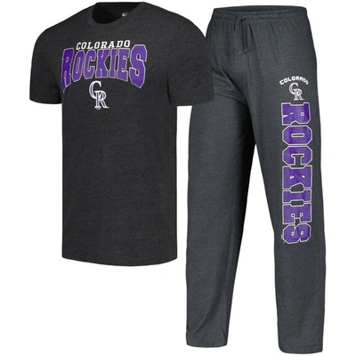 Concepts Sport Charcoal/black Colorado Rockies Meter T-shirt & Pants Sleep Set