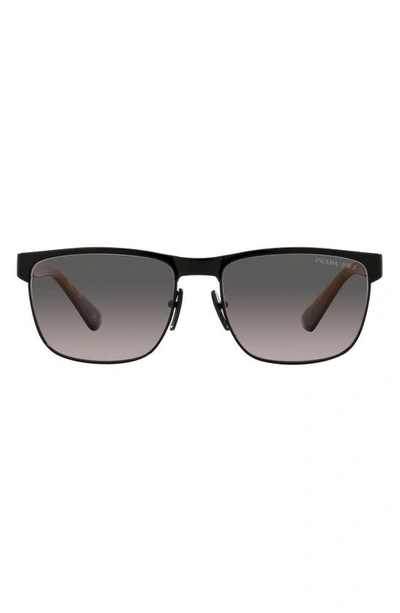 Prada 58mm Gradient Polarized Square Sunglasses In Black