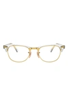 Ray Ban 53mm Square Clubmaster Optical Glasses In Rose Gold Black
