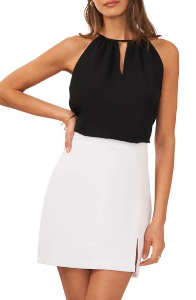 Halogen Keyhole Sleeveless Top In Rich Black