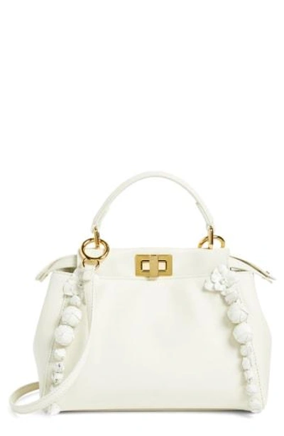 Fendi Mini Peekaboo Floral Leather Satchel - White