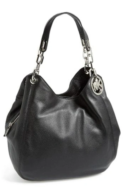 Michael Michael Kors 'large Fulton' Leather Shoulder Tote - Black