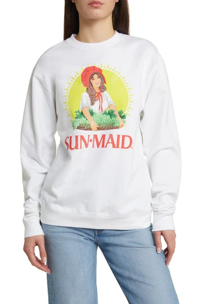 Golden Hour Sun Maid Logo Sweatshirt In Washed Marshmallow